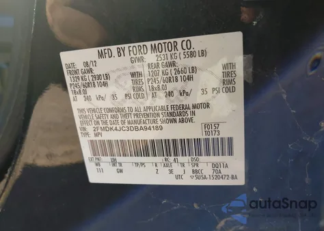 2013 Ford Edge Sel from USA, damaged, VIN 2FMDK4JC3DBA94189